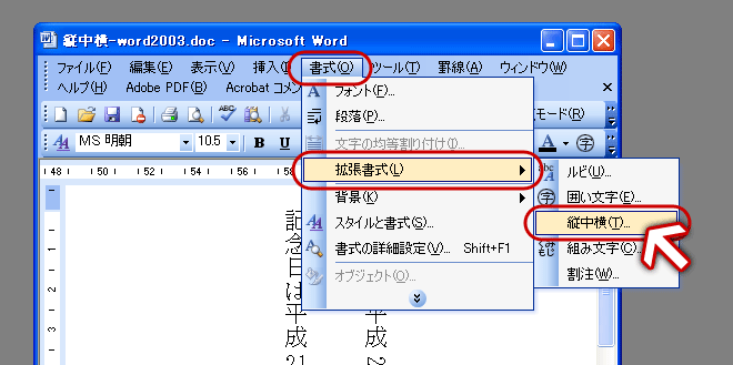 Word 2003の縦中横(3)
